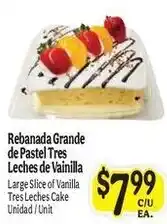 La Michoacana Large Slice of Vanilla Tres Leches Cake offer