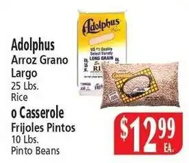 Adolphus Arroz Grano Largo Rice or Casserole Frijoles Pintos Pinto Beans