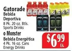 El Ahorro Gatorade Sports Drinks or Monster Energy Drinks offer