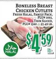 Trade Fair Supermarket Boneless Breast Chicken Cutlets offer