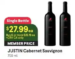 Raley's Justin Cabernet Sauvignon offer