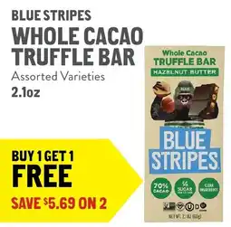 New Seasons Market Blue Stripes whole cacao truffle bar offer