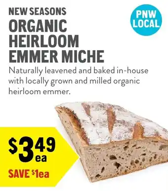 New Seasons Organic Heirloom Emmer Miche