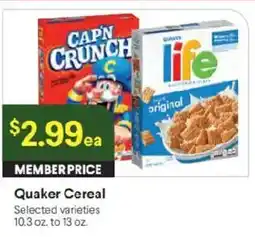 Raley's Quaker Cereal offer