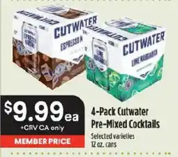 Raley's Cutwater Pre-Mixed Cocktails offer