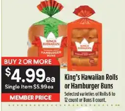 Raley's King's Hawaiian Rolls or Hamburger Buns offer