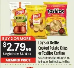 Raley's Lay's or Kettle Cooked Potato Chips or Tostitos Cantina offer