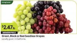 Raley's Green, Black or Red Seedless Grapes offer