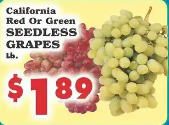 California red or green seedless grapes
