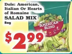 Foodland Dole american italian or hearts of romaine salad mix offer