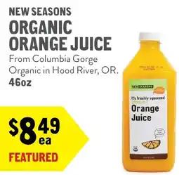 New Seasons Market New Seasons organic orange juice offer
