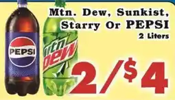 Foodland Pepsi, Mtn. Dew, Sunkist, Starry Or Pepsi offer