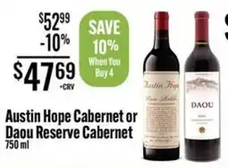 Jons International Austin Hope Cabernet or Daou Reserve Cabernet offer