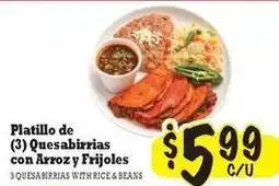 La Michoacana 3 Quesabirrias with Rice & Beans offer