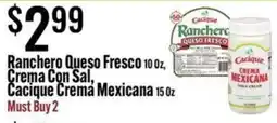 Jons International Cacique ranchero queso fresco, cacique crema mexicana offer