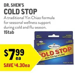 New Seasons Market Dr. Shen's Cold Stop offer