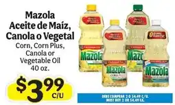 La Michoacana Mazola corn, corn plus, canola or vegetable oil offer
