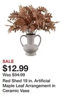 Tractor Supply Company Red Shed 19 in. Artificial Maple Leaf Arrangement in Ceramic Vase offer