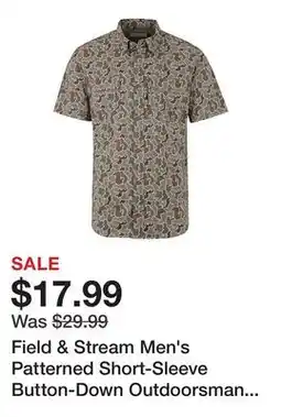 Tractor Supply Company Field & Stream Men's Patterned Short-Sleeve Button-Down Outdoorsman Shirt offer
