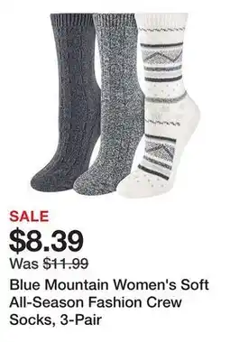 Tractor Supply Company Blue Mountain Women's Soft All-Season Fashion Crew Socks, 3-Pair offer