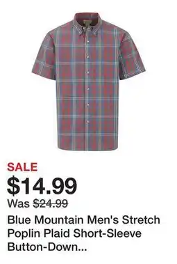 Tractor Supply Company Blue Mountain Men's Stretch Poplin Plaid Short-Sleeve Button-Down Shirt offer