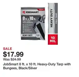 Tractor Supply Company JobSmart 8 ft. x 10 ft. Heavy-Duty Tarp with Bungees, Black/Silver offer
