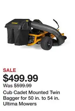 Tractor Supply Company Cub Cadet Mounted Twin Bagger for 50 in. to 54 in. Ultima Mowers offer