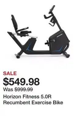Dick's Sporting Goods Horizon Fitness 5.0R Recumbent Exercise Bike offer