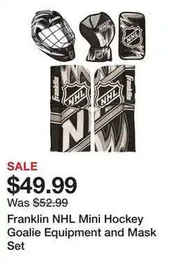Dick's Sporting Goods Franklin NHL Mini Hockey Goalie Equipment and Mask Set offer
