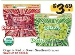Winn Dixie Organic Red or Green Seedless Grapes offer