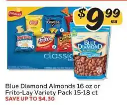 Winn Dixie Blue Diamond Almonds 16 oz or Frito-Lay Variety Pack 15-18 ct offer