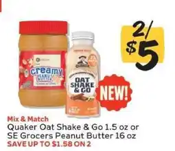 Winn Dixie Quaker Oat Shake & Go or SE Grocers Peanut Butter offer