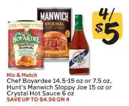 Winn Dixie Chef Boyardee, Hunt's Manwich, Crystal Hot Sauce offer