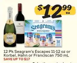 Winn Dixie Seagram's Escapes, Korbel, Hahn or Franciscan offer