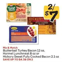 Winn Dixie Butterball Turkey Bacon, Hormel Lunchmeat, Hickory Sweet Fully Cooked Bacon offer