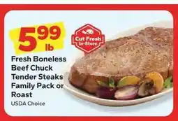 Save a Lot Fresh Boneless Beef Chuck Tender Steaks Family Pack or Roast offer