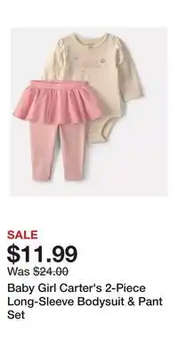 Kohl's Baby Girl Carter's 2-Piece Long-Sleeve Bodysuit & Pant Set offer