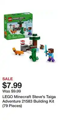 Kohl's LEGO Minecraft Steve's Taiga Adventure 21583 Building Kit (79 Pieces) offer