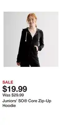 Kohl's Juniors' SO Core Zip-Up Hoodie offer