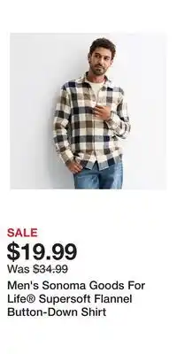 Kohl's Men's Sonoma Goods For Life Supersoft Flannel Button-Down Shirt offer