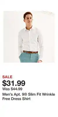 Kohl's Men's Apt. 9 Slim Fit Wrinkle Free Dress Shirt offer