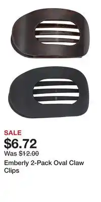 Kohl's Emberly 2-Pack Oval Claw Clips offer