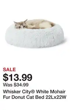 Petsmart Whisker City White Mohair Fur Donut Cat Bed 22Lx22W offer