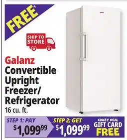 Ocean State Job Lot Galanz 16 cu.ft. Convertible Upright Freezer/Refrigerator White offer