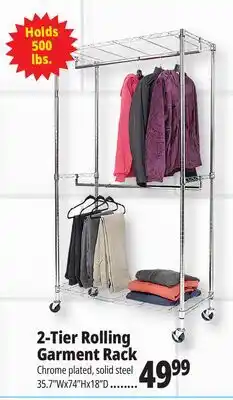 Ocean State Job Lot Method Storage Systems 2-Tier Garment Rack Chrome 35.7 W x 28 D x 74 H offer