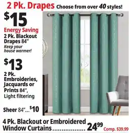 Ocean State Job Lot 2 Pk. Blackout Drapes 84 offer