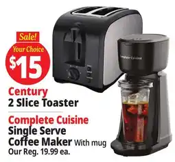 Ocean State Job Lot Century 2 Slice Toaster, Complete Cuisine Single Serve Coffee Maker With mug offer