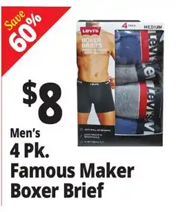 Ocean State Job Lot Men's 4 Pk. Famous Maker Boxer Brief offer