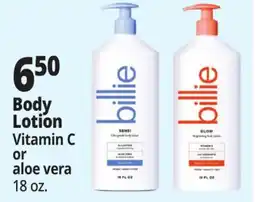Ocean State Job Lot Billie Body Lotion Vitamin C or aloe vera 18 oz offer