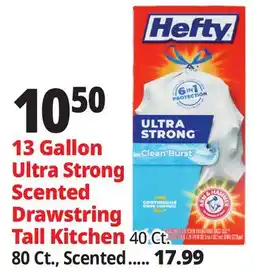 Ocean State Job Lot Hefty 13 Gallon Ultra Strong Scented Drawstring Tall Kitchen offer